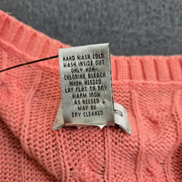 Chico's Women 2 US L/12  Pink Linen Blend Cable Knit Sweater Tank Vest - Picture 7 of 9